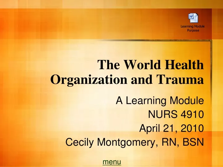 the world health organization and trauma