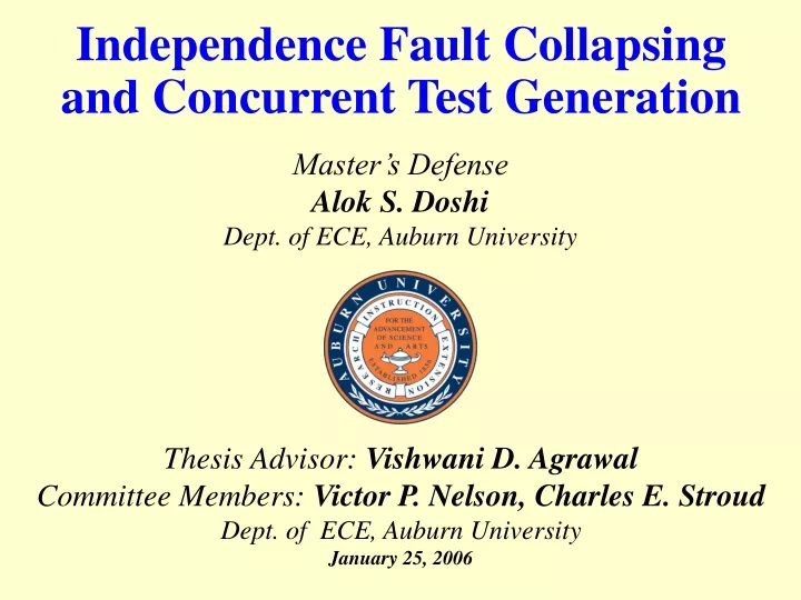 independence fault collapsing and concurrent test generation