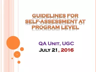 Guidelines for   Self-Assessment at Program Level