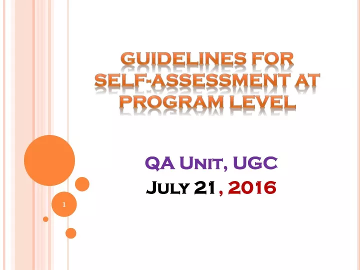 guidelines for self assessment at program level