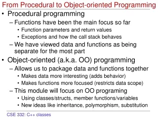 From Procedural to Object-oriented Programming