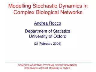 Modelling Stochastic Dynamics in Complex Biological Networks