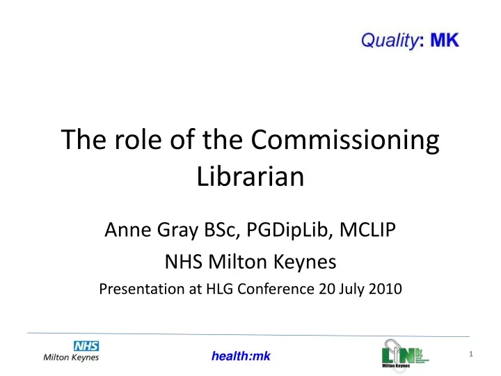 the role of the commissioning librarian