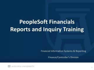 PeopleSoft Financials Reports and Inquiry Training