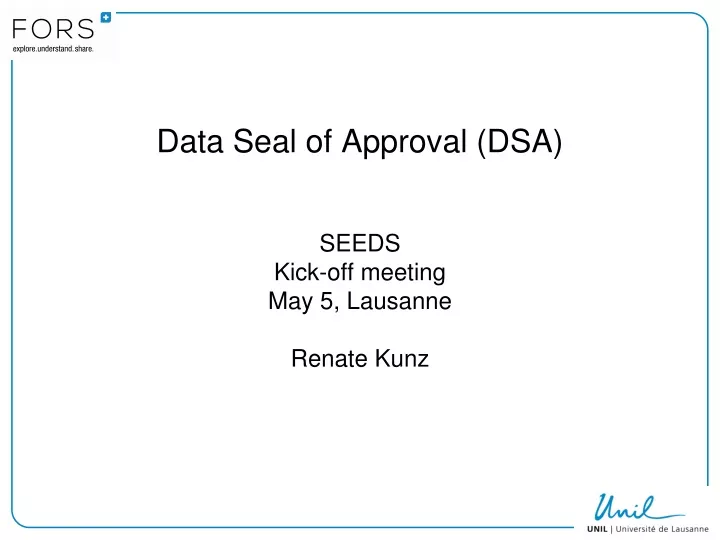 data seal of approval dsa