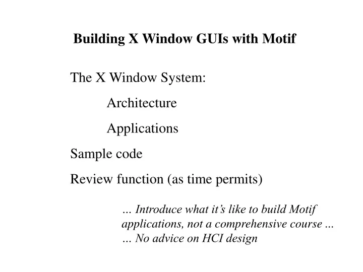 building x window guis with motif