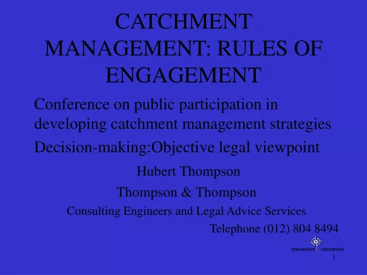 catchment management rules of engagement