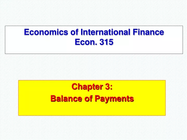 economics of international finance econ 315