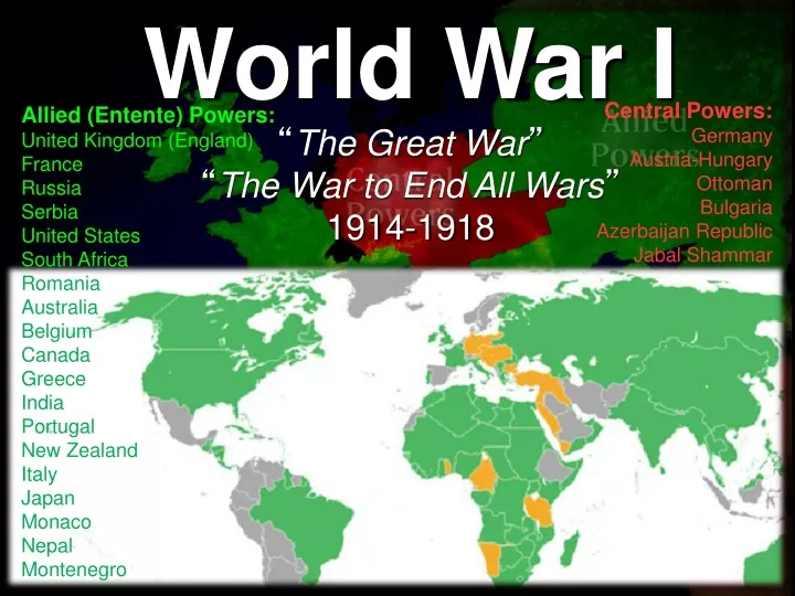 world war i the great war the war to end all wars