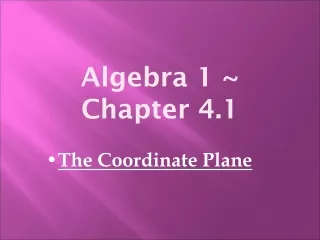 Algebra 1 ~   Chapter 4.1