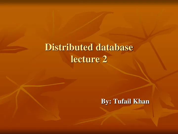 distributed database lecture 2