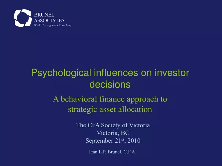 psychological influences on investor decisions