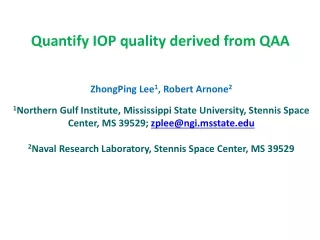 Quantify IOP quality derived from QAA