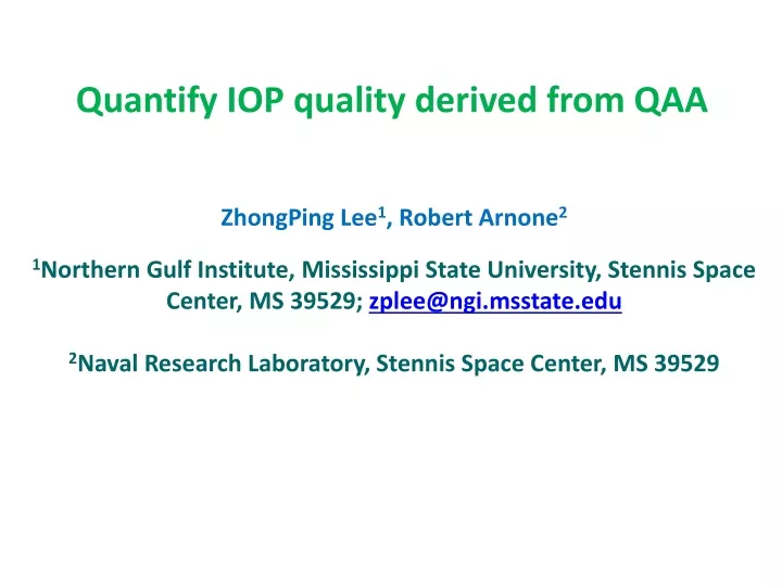quantify iop quality derived from qaa