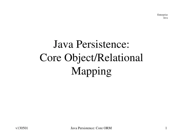 java persistence core object relational mapping