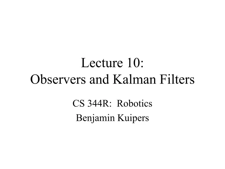 lecture 10 observers and kalman filters