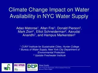 Climate Change Impact on Water Availability in NYC Water Supply