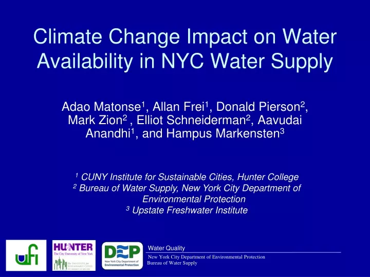climate change impact on water availability in nyc water supply