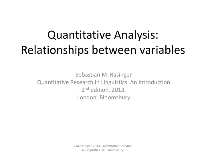 quantitative analysis relationships between variables