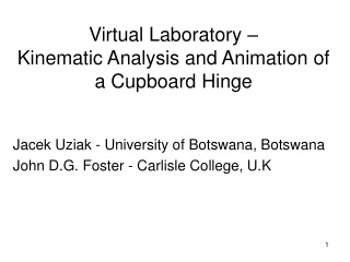 Virtual Laboratory –  Kinematic Analysis and Animation of a Cupboard Hinge