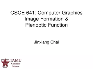 CSCE 641: Computer Graphics Image Formation &amp;  Plenoptic Function