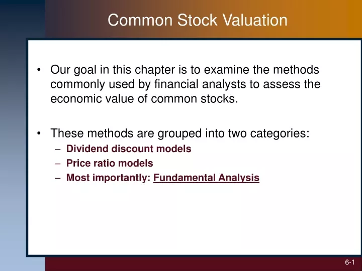 common stock valuation