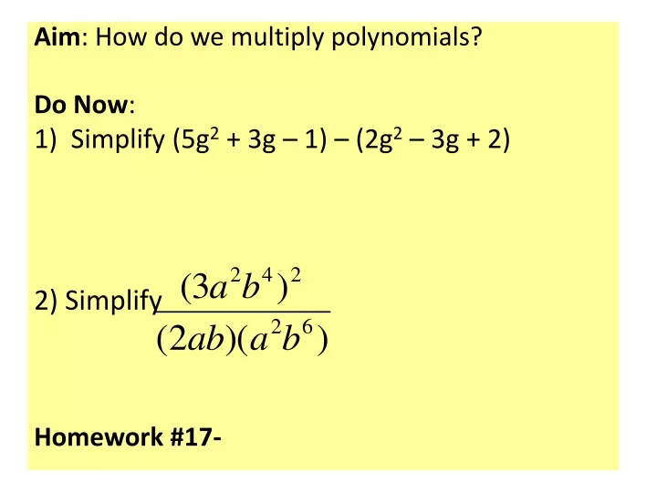 aim how do we multiply polynomials