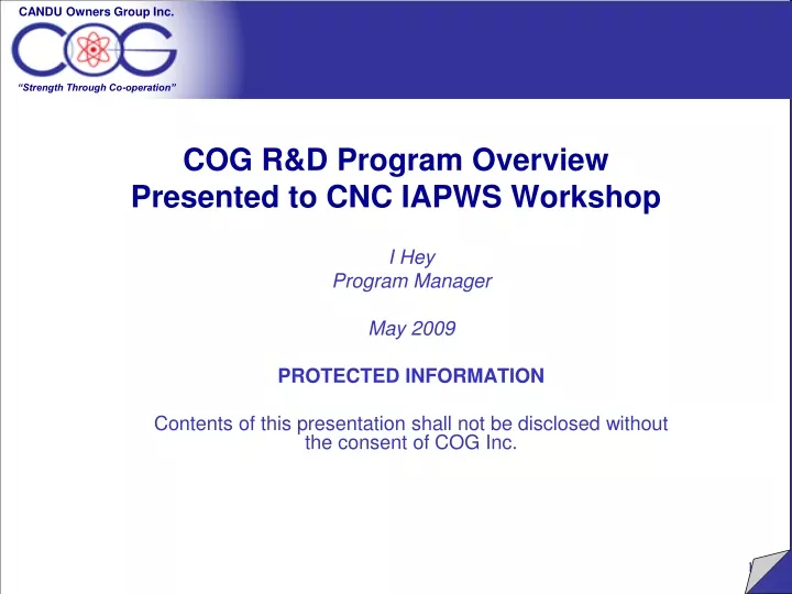 cog r d program overview presented to cnc iapws workshop