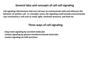 General idea and concepts of cell-cell signaling