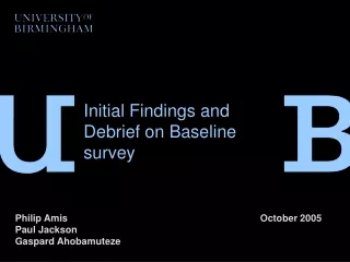 Initial Findings and Debrief on Baseline survey