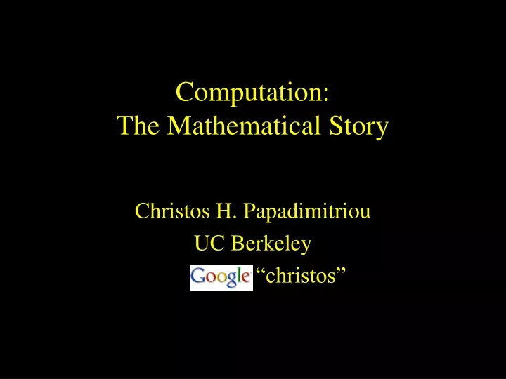 computation the mathematical story