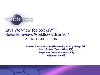 Java Workflow Toolbox (JWT) Release review: Workflow Editor v0.4 			&amp; Transformations