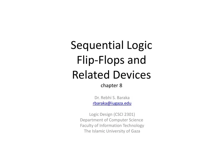 sequential logic flip flops and related devices chapter 8