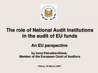 The role of National Audit Institutions in the audit of EU funds