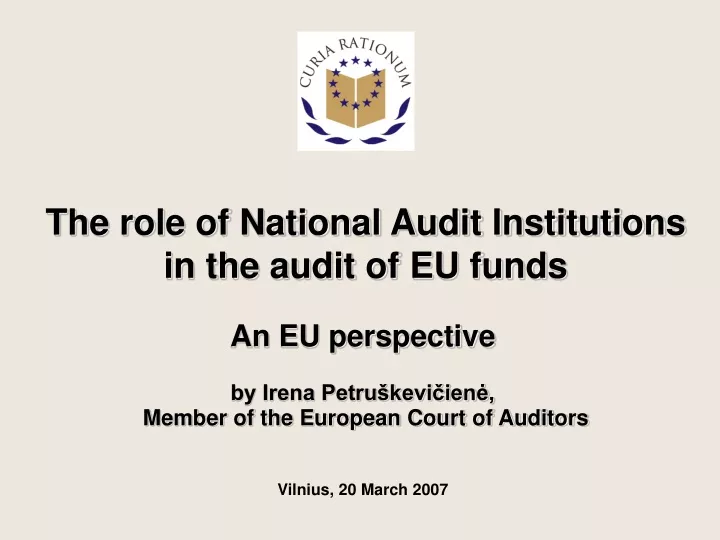 the role of national audit institutions in the audit of eu funds