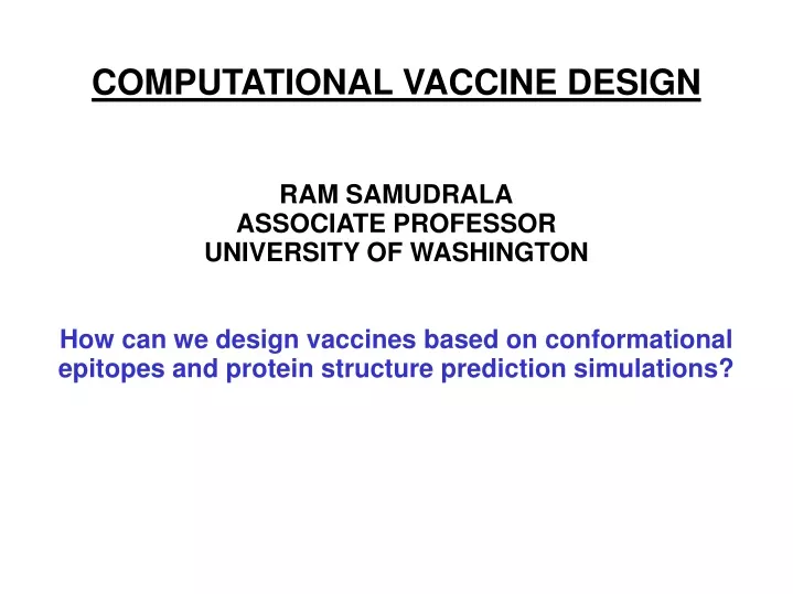 computational vaccine design ram samudrala