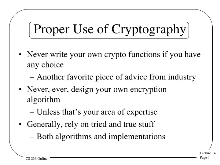 proper use of cryptography