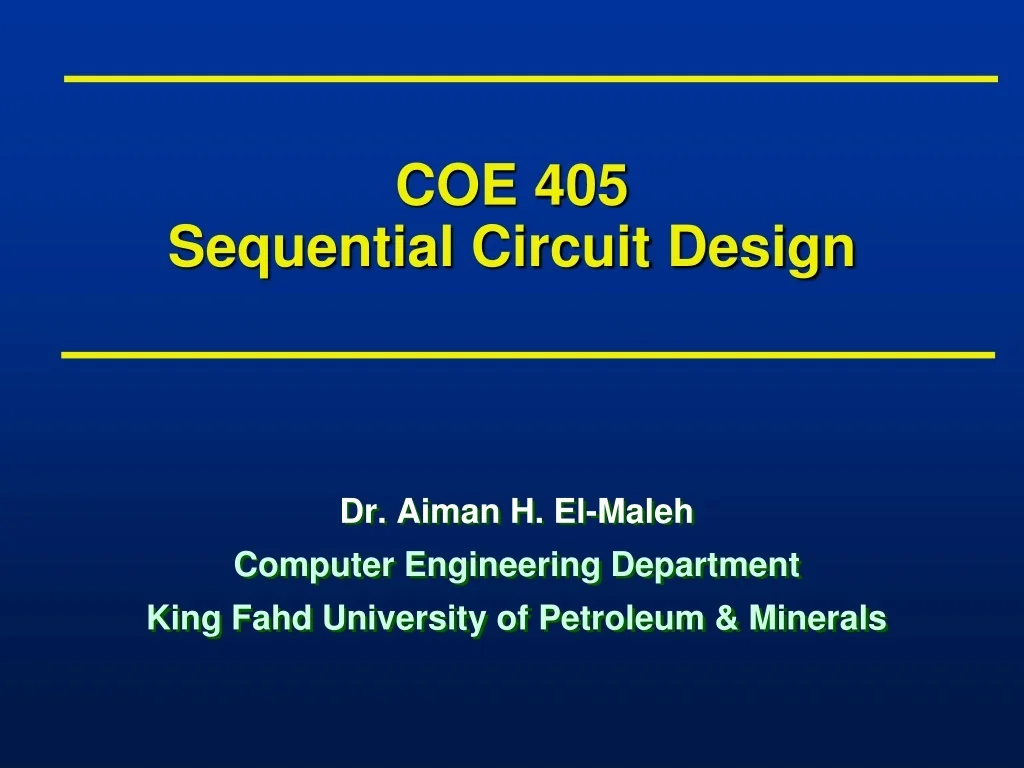 PPT - Sequential Circuit Design for Computer Engineering Students ...