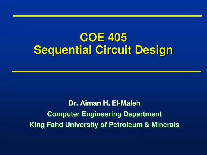 coe 405 sequential circuit design
