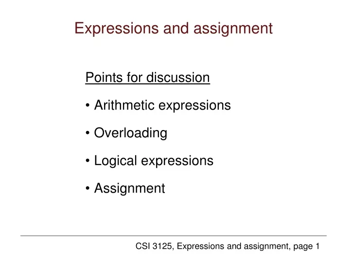 expressions and assignment