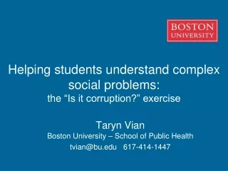 Helping students understand complex social problems: the  “ Is it corruption?” exercise