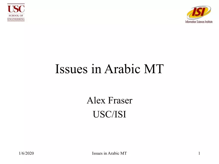 issues in arabic mt