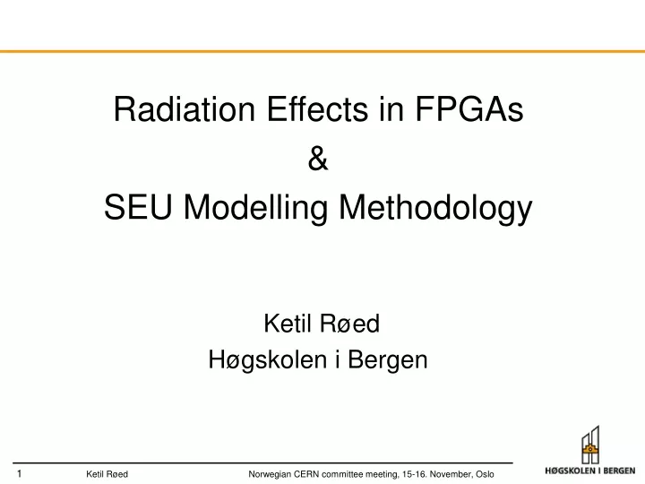 radiation effects in fpgas seu modelling