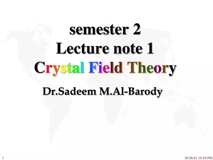 semester 2 lecture note 1 c r y s t a l f i e l d t h e o r y