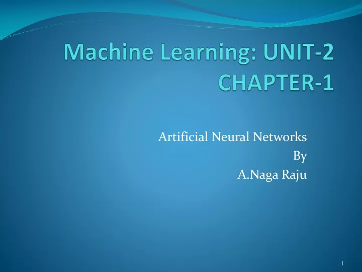 machine learning unit 2 chapter 1