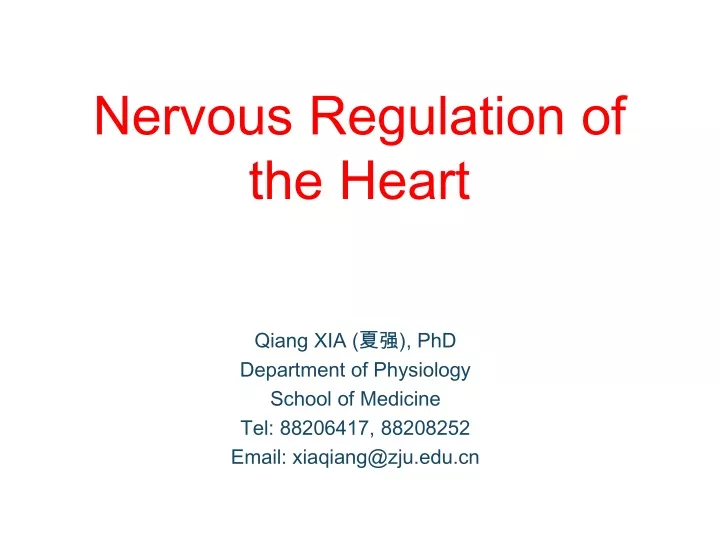 nervous regulation of the heart