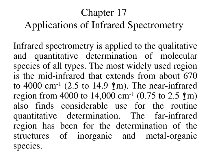chapter 17 applications of infrared spectrometry