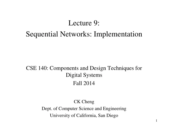 lecture 9 sequential networks implementation