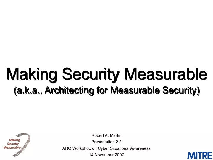 making security measurable a k a architecting