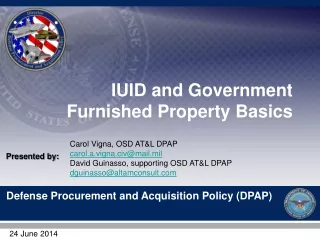 IUID and Government Furnished Property Basics